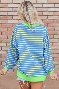 High-Low Striped Long Sleeve Sweatshirt (2 color options)