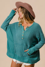 Load image into Gallery viewer, Long Sleeve Top with Kangaroo Pocket in Teal
