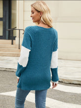 Load image into Gallery viewer, Color Block V-Neck Long Sleeve Top  (multiple color options)
