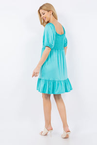 Ruffle Hem Short Sleeve Smocked Dress (multiple color options)