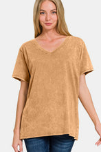 Load image into Gallery viewer, Washed Short Sleeve V-Neck T-Shirt in Camel
