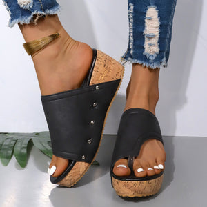 PU Leather Wedge Sandals  (multiple color options)