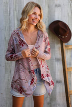Load image into Gallery viewer, Find Love Bronze Long Sleeve Floral Print Open Cardigan Hoodie
