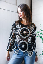 Load image into Gallery viewer, In Retro Bloom Black Crochet Lace Sweater
