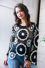 Load image into Gallery viewer, In Retro Bloom Black Crochet Lace Sweater
