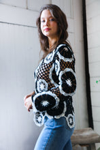 Load image into Gallery viewer, In Retro Bloom Black Crochet Lace Sweater
