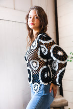 Load image into Gallery viewer, In Retro Bloom Black Crochet Lace Sweater
