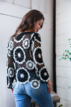 Load image into Gallery viewer, In Retro Bloom Black Crochet Lace Sweater
