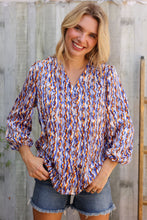 Load image into Gallery viewer, On A Wild Streak V Neck Fabric Button Detail Blouse
