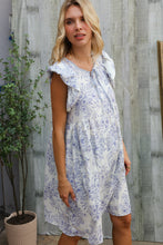 Load image into Gallery viewer, Vintage Vibes Dusty Blue Folded Ruffle Short Sleeve Babydoll Dress
