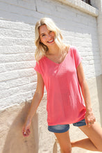 Load image into Gallery viewer, Summer Vibes Coral Relaxed Fit Jacquard Knitted Top
