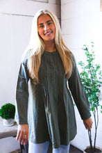 Load image into Gallery viewer, Read Between the Lines Olive Button Cotton Tunic
