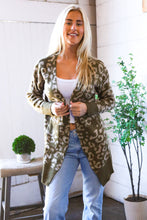 Load image into Gallery viewer, Lounging in Leopard Olive Cardigan
