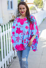 Load image into Gallery viewer, Follow Me Fuchsia Floral Asymmetrical Coverup Blouse
