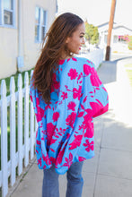 Load image into Gallery viewer, Follow Me Fuchsia Floral Asymmetrical Coverup Blouse
