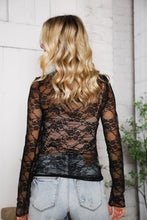 Load image into Gallery viewer, A Feminine Touch Black Semi Sheer Lace Top
