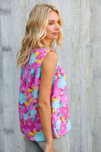 Load image into Gallery viewer, Summer Vibes Fuchsia Square Neck Floral Bow Tie Top
