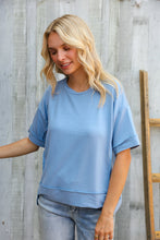 Load image into Gallery viewer, Look My Way Denim Hi-Lo French Terry Outseam Pullover
