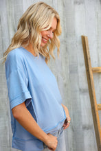 Load image into Gallery viewer, Look My Way Denim Hi-Lo French Terry Outseam Pullover
