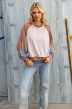 Load image into Gallery viewer, Lock Eyes Taupe &amp; Animal Print Dolman Colorblock Terry Top

