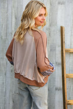 Load image into Gallery viewer, Lock Eyes Taupe &amp; Animal Print Dolman Colorblock Terry Top
