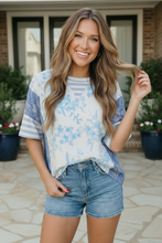 Load image into Gallery viewer, Blue Toile Mixed Print Oversized Tee
