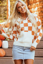 Load image into Gallery viewer, Checkered Long Sleeve Hooded Sweater
