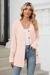 Ribbed Button Up Long Sleeve Cardigan (multiple color options)