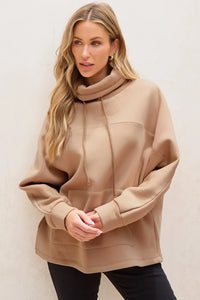 Drawstring Turtleneck Long Sleeve Sweatshirt (2 color options)