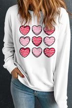 Load image into Gallery viewer, Valentine&#39;s Day Heart Round Neck Long Sleeve Graphic Sweatshirt
