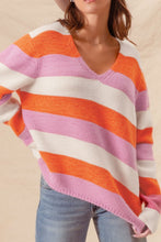 Load image into Gallery viewer, Color Block V-Neck Long Sleeve Sweater
