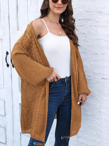 Cable-Knit Open Front Long Sleeve Cardigan (multiple color options)