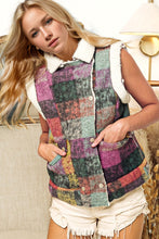 Load image into Gallery viewer, Snap Down Plaid Fleece Vest Coat with Pockets
