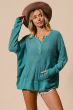 Load image into Gallery viewer, Long Sleeve Top with Kangaroo Pocket in Teal
