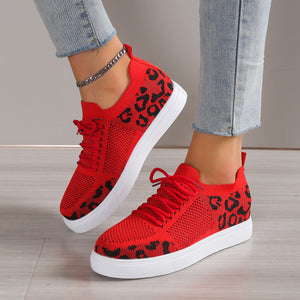 Lace-Up Leopard Flat Sneakers (multiple color options)