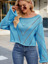 Load image into Gallery viewer, Openwork Boat Neck Long Sleeve Sweater (multiple color options)
