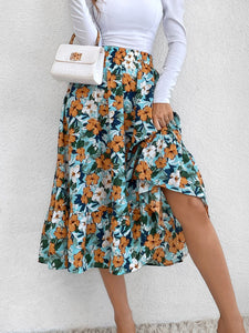 Printed Elastic Waist Midi Skirt (multiple color/print options)