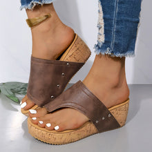 Load image into Gallery viewer, PU Leather Wedge Sandals  (multiple color options)
