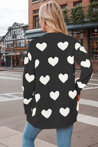 Heart Button Down Long Sleeve Cardigan (multiple color options)