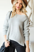 Load image into Gallery viewer, Side Slit Boat Neck Long Sleeve Sweater
