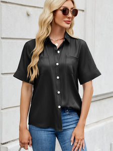 Collared Neck Short Sleeve Shirt (multiple color options)