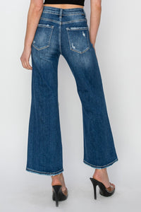 Risen  High Rise Patch Detailed Wide Leg Crop Jeans