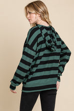 Load image into Gallery viewer, Drawstring Striped Dropped Shoulder Hoodie
