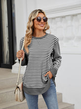 Load image into Gallery viewer, Striped Round Neck Long Sleeve Sweatshirt (multiple color options)
