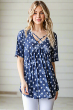 Load image into Gallery viewer, Starry Sky Babydoll Blue Top
