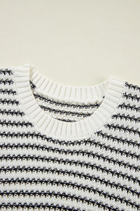 Striped Round Neck Cap Sleeve Sweater (multiple color options)