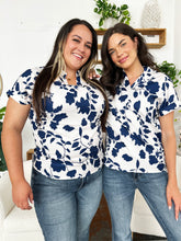 Load image into Gallery viewer, Flower Notched Short Sleeve Blouse (multiple color options)
