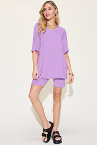 Breezy Bamboo V-Neck T-Shirt and Shorts Set (multiple color options)