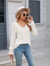 Load image into Gallery viewer, Lace Detail V-Neck Long Sleeve Top (multiple color options)
