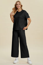 Load image into Gallery viewer, Texture Round Neck Short Sleeve Top and Pants Set  (multiple color options)
